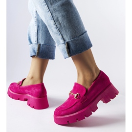 Pink moccasins with a buckle and rhinestones by Gaiola 1