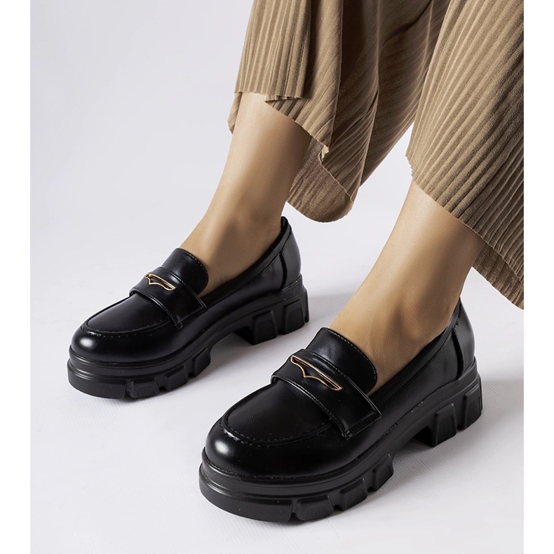 Fuori black moccasins with visible tread 1