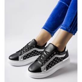 Black sneakers with silver Leo decoration 2