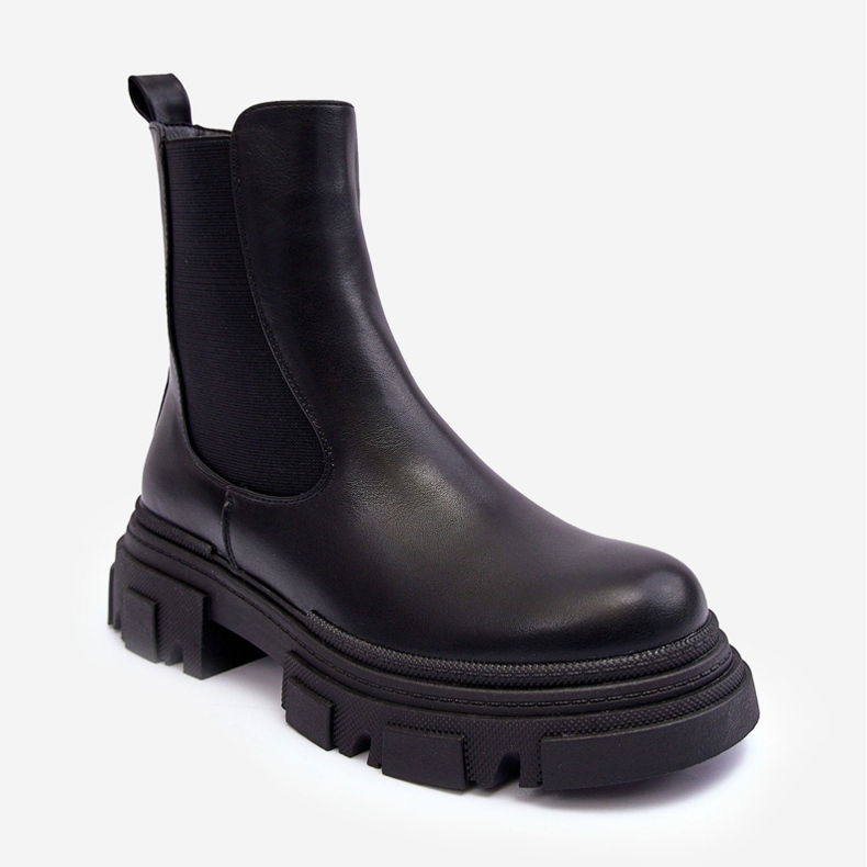 PS1 Black Solita Leather Chelsea Boots with Flat Heels and Platform 2 PS1 Black Solita Leather Chelsea Boots with Flat Heels and Platform 2