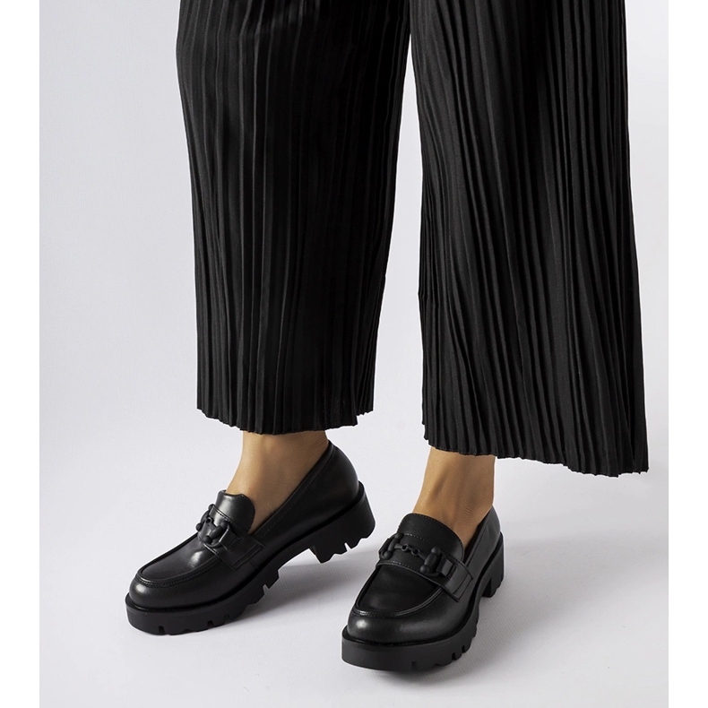 Inna Black shoes with a leather insole by Fauna 1