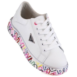 Leather shoes on a colorful platform Filippo W PAW462B, white 1
