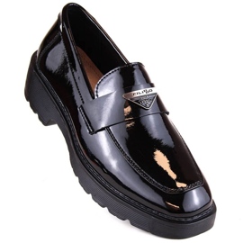 Filippo W PAW463 black patent leather slip-on shoes 1
