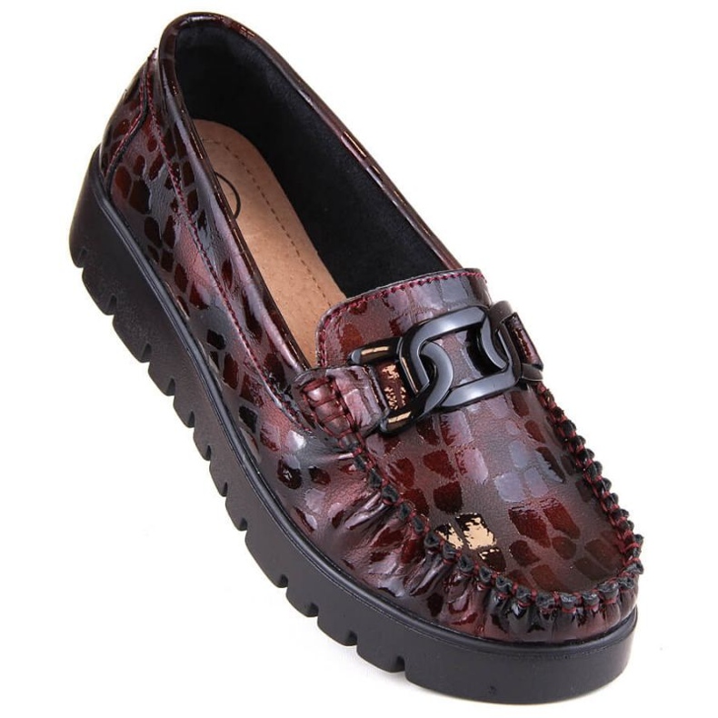 Leather loafers on the Filippo W platform PAW314E burgundy platform red 1