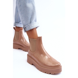Patent Big Star Platform Wellington Boots MM274396 Beige 1