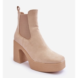 Suede Ankle Boots On A Massive High Heel Beige Sunilda 1