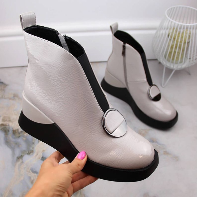 D&amp;A S.Barski Premium Collection W OLI228B gray wedge boots 1