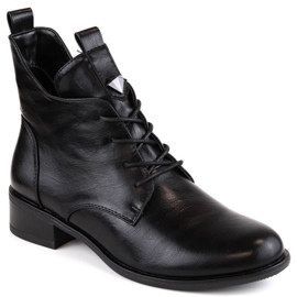 Insulated lace-up and zipper ankle boots M.Daszyński W SAN18, black 1