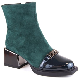 D&amp;A S.Barski Premium Collection ankle boots with a decorative heel W OLI231B green 1