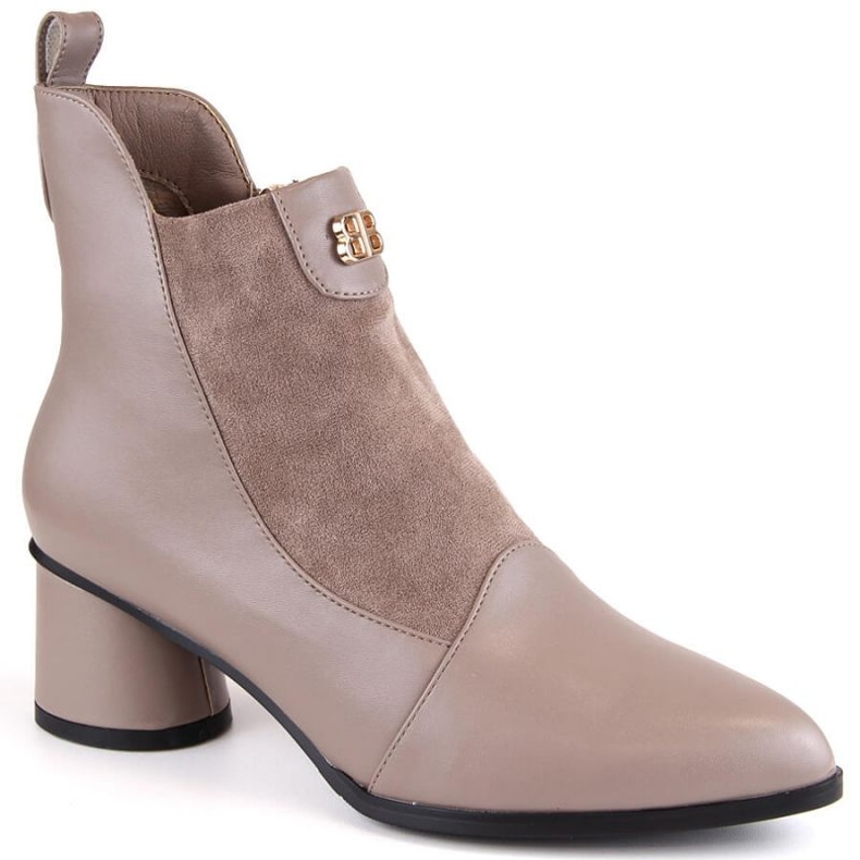D&amp;A S.Barski Premium Collection high-heeled ankle boots W OLI232B, beige 1
