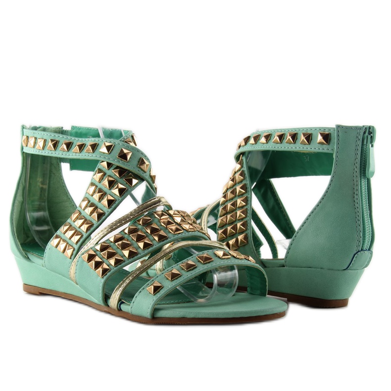 Sandals with studs WF-30 mint green 1