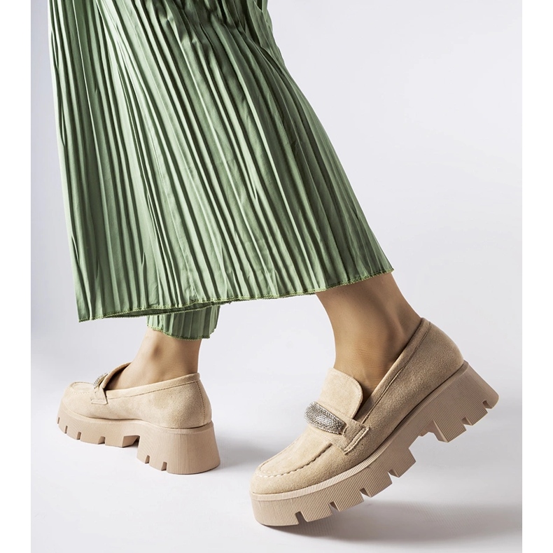 Beige moccasins with a massive Macario sole 1