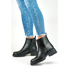 Classic black women's ankle boots made of eco-leather 1