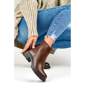 Classic brown women's ankle boots made of eco-leather 1