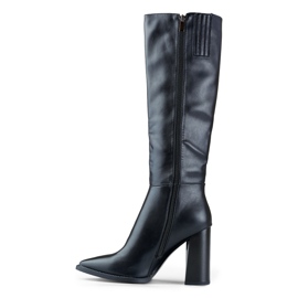 Black women's knee-high boots made of eco-leather 1
