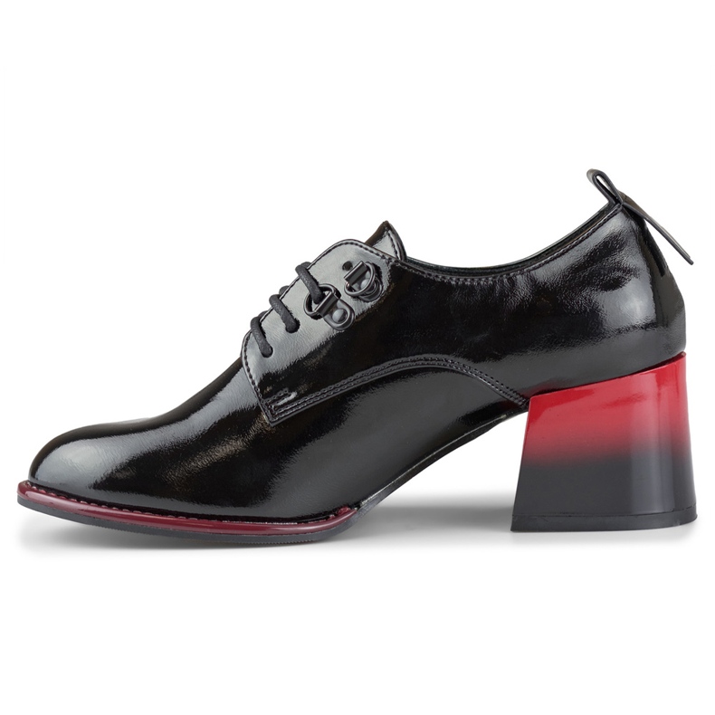Elegant women's lace-up shoes with a red heel black 1