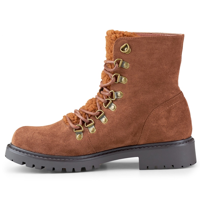 Warm brown women's lace-up ankle boots 1