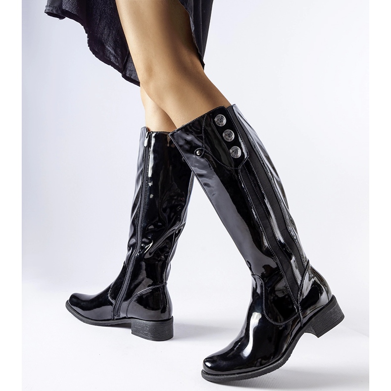 Black patent Roosevelt boots 1