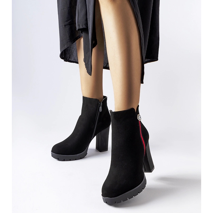 Black satin ankle boots from Rogeno