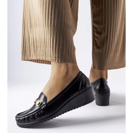 Black Lerino wedge buckle loafers 1
