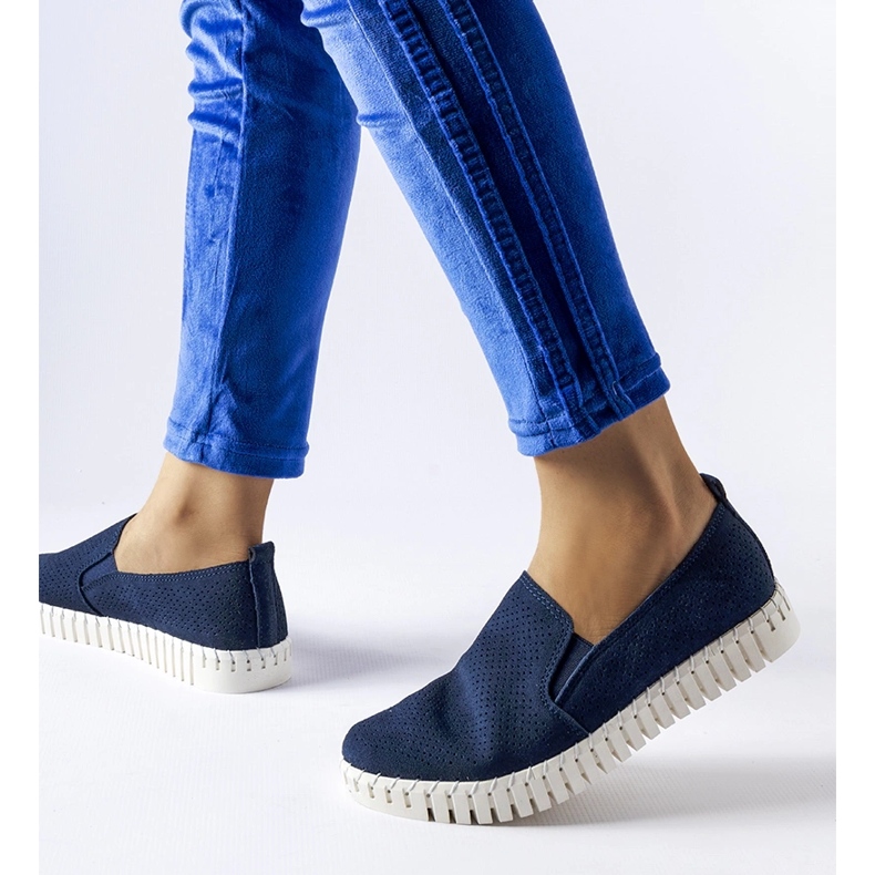 Navy blue openwork sneakers by Madiha 1