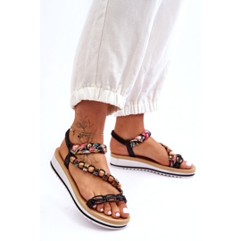 Comfortable women's wedge sandals with black beads 4 Comfortable women's wedge sandals with black beads 4