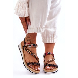 Comfortable women's wedge sandals with black beads 3 Comfortable women's wedge sandals with black beads 3