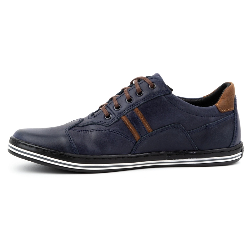 Polbut Men's casual shoes 1801 navy blue nubuck / camel 1