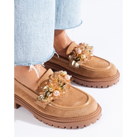 Women's beige suede loafers from Shelovet 2