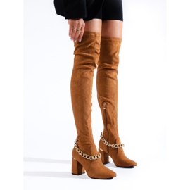 Camel Shelovet suede over-the-knee boots brown 1