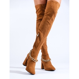 Camel Shelovet suede over-the-knee boots brown 2