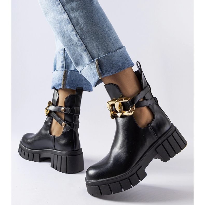 Black Lancaster chain ankle boots 1