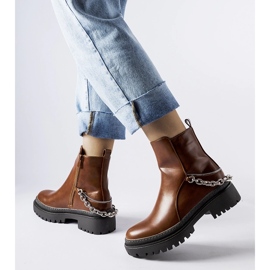 Brown ankle boots with Muqaddim chain 1