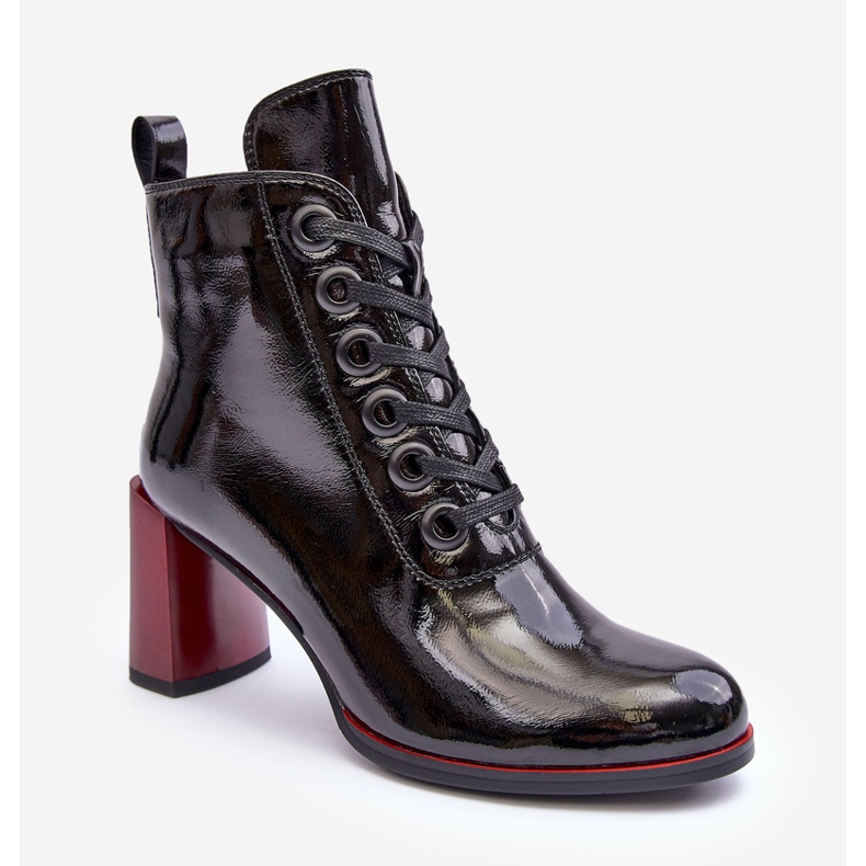 Patent lace-up ankle boots S.Barski MR870-15 Black 1