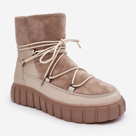Vinceza Beige Leather Snow Boots On Platform Maxava 2