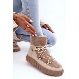Vinceza Beige Leather Snow Boots On Platform Maxava 1