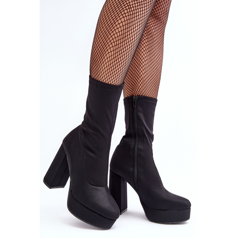 PH2 Black Peculia high heel ankle boots with a zipper 1