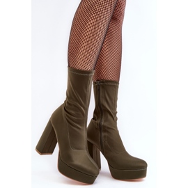 PH2 Green Peculia high heel ankle boots with a zipper 1