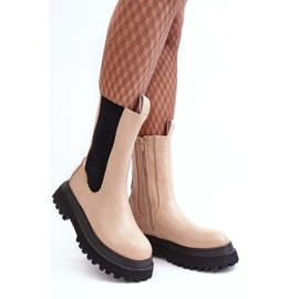 PS1 Beige Beatrice Women's Chunky Platform Ankle Boots 1