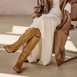 Marco Shoes Iolanda cowboy boots with decorative stitching beige 1 Marco Shoes Iolanda cowboy boots with decorative stitching beige 1