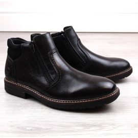 Leather men's ankle boots, wool-lined, black Rieker 33151-00 1