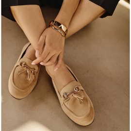 Marco Shoes Leather loafers with fringes 2199P-047-1 beige 1