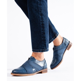 Blue Shelovet slip-on oxfords with elastic band 1