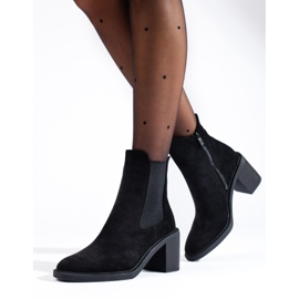 Shelovet black suede women's Chelsea boots with high heels 2