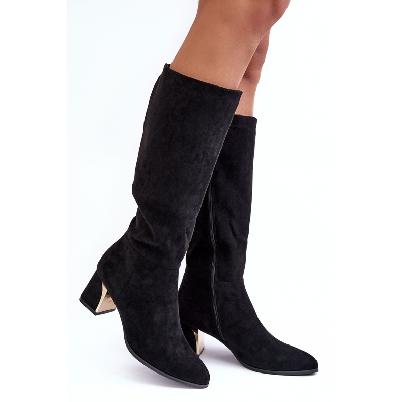 PS1 Black Suede High Heel Boots Inatris 1