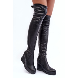 PS1 Black Ambre Leather Over-the-Knee Boots On A Wedge 1 PS1 Black Ambre Leather Over-the-Knee Boots On A Wedge 1