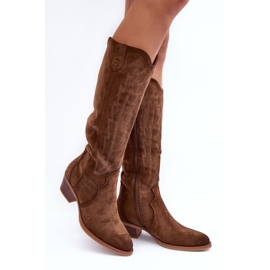 PS1 Suede Low Heel Cowboy Boots Brown Lunah 1 PS1 Suede Low Heel Cowboy Boots Brown Lunah 1