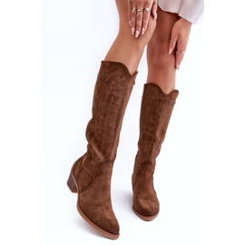 PS1 Suede Low Heel Cowboy Boots Brown Lunah 2 PS1 Suede Low Heel Cowboy Boots Brown Lunah 2