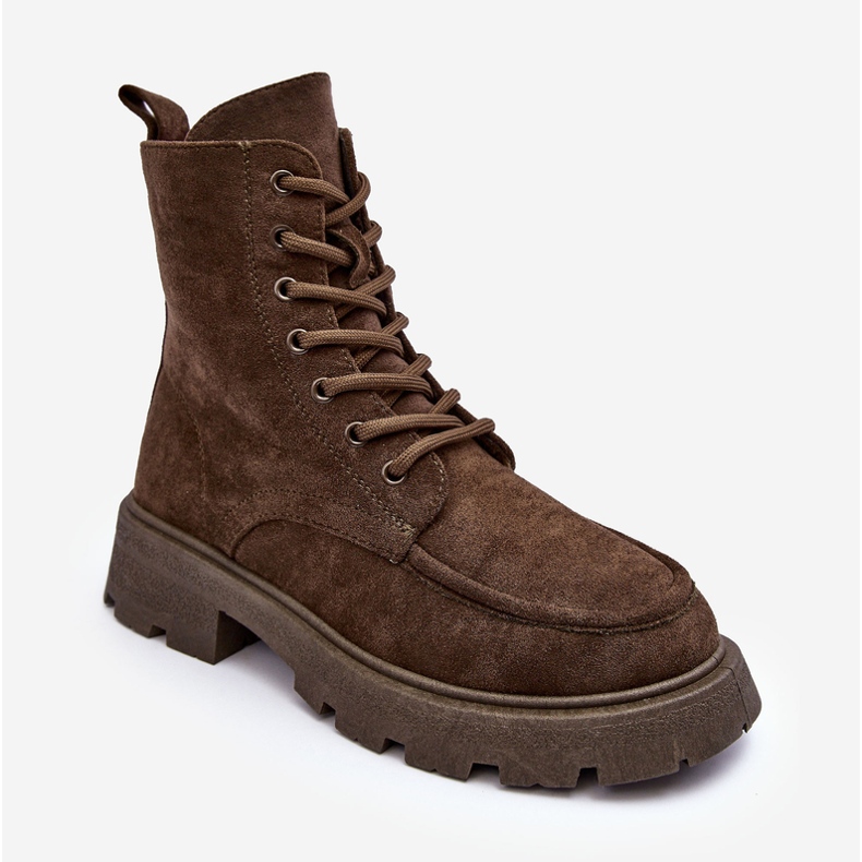 PS1 Suede Insulated Trapper Ankle Boots On A Flat Heel, Dark Green Zikey 1