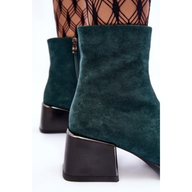 Suede Ankle Boots on a Massive Block S.Barski MR870-70 Green 1